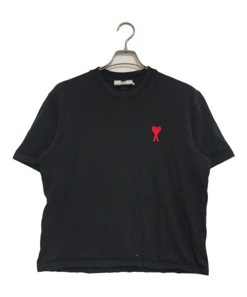 AMI Alexandre Mattiussi（アミアレクサンドルマテュッシ）AMI Alexandre Mattiussi (アミアレクサンドルマテュッシ) ハートロゴ刺繍Tシャツ ブラック サイズ:Sの古着・服飾アイテム