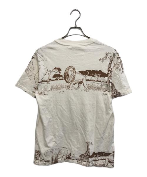 キャラクターTシャツ（キャラクターTシャツ）キャラクターTシャツ (キャラクターTシャツ) 90s アニマルキングダム サファリマルチプリントTシャツ ベージュ サイズ:Mの古着・服飾アイテム