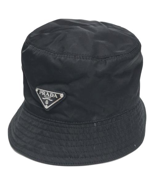 PRADA（プラダ）PRADA (プラダ) ナイロン 三角ロゴバケットハット ブラック サイズ:Lの古着・服飾アイテム