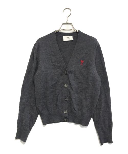 AMI Alexandre Mattiussi（アミアレクサンドルマテュッシ）AMI Alexandre Mattiussi (アミアレクサンドルマテュッシ) ロゴニットカーディガン グレー サイズ:Mの古着・服飾アイテム