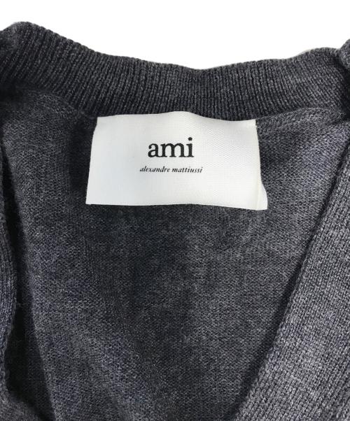 AMI Alexandre Mattiussi（アミアレクサンドルマテュッシ）AMI Alexandre Mattiussi (アミアレクサンドルマテュッシ) ロゴニットカーディガン グレー サイズ:Mの古着・服飾アイテム