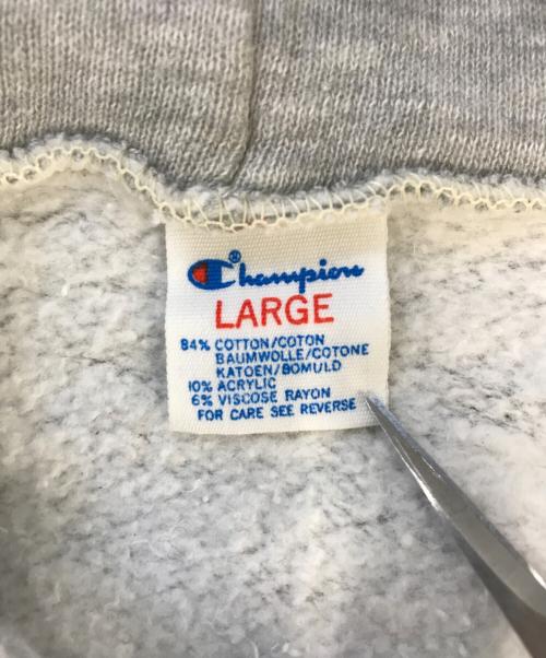 Champion（チャンピオン）Champion (チャンピオン) 染込みプリントパーカー グレー サイズ:LARGEの古着・服飾アイテム