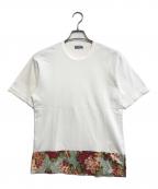 COMME des GARCONS HOMMEコムデギャルソン オム）の古着「裾フラワープリント切替Tシャツ」｜ホワイト