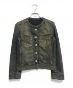 PRADAプラダ）の古着「チェーンノーカラーデニムジャケット」｜インディゴ