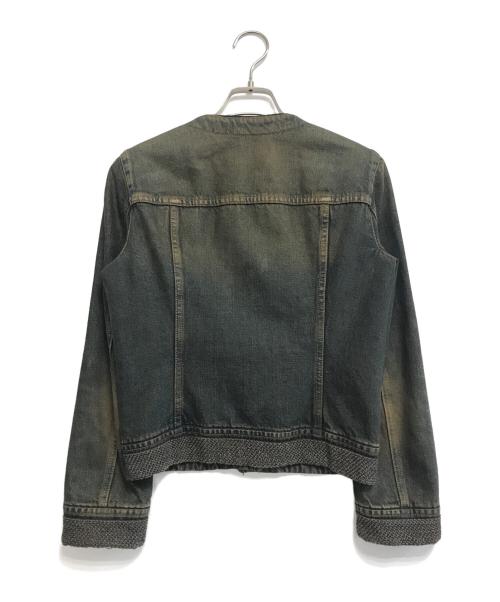 PRADA（プラダ）PRADA (プラダ) チェーンノーカラーデニムジャケット インディゴ サイズ:40の古着・服飾アイテム