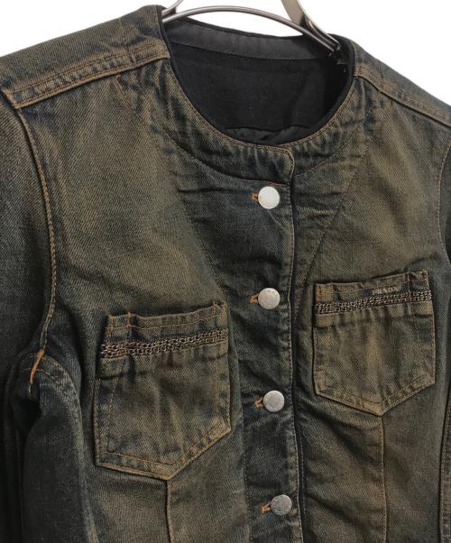 PRADA（プラダ）PRADA (プラダ) チェーンノーカラーデニムジャケット インディゴ サイズ:40の古着・服飾アイテム