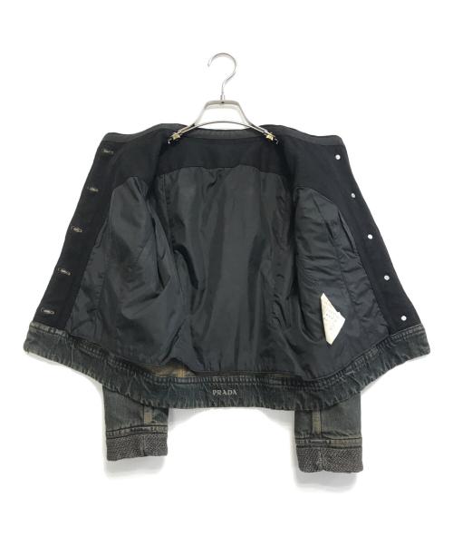 PRADA（プラダ）PRADA (プラダ) チェーンノーカラーデニムジャケット インディゴ サイズ:40の古着・服飾アイテム