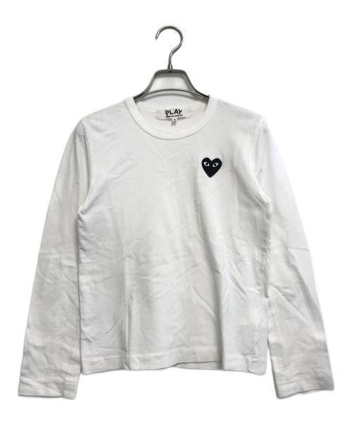 PLAY COMME des GARCONS（プレイコムデギャルソン）PLAY COMME des GARCONS (プレイコムデギャルソン) ハートワッペン胸ロゴ長袖Tシャツ ホワイト サイズ:Sの古着・服飾アイテム