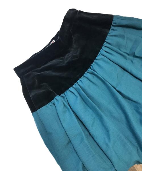 Yves Saint Laurent（イヴサンローラン）Yves Saint Laurent (イヴサンローラン) ベロア切替スカート グリーン サイズ:Mの古着・服飾アイテム