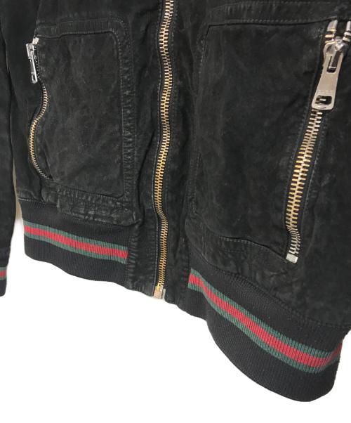 GUCCI（グッチ）GUCCI (グッチ) シェリーラインレザージャケット ブラック サイズ:54の古着・服飾アイテム