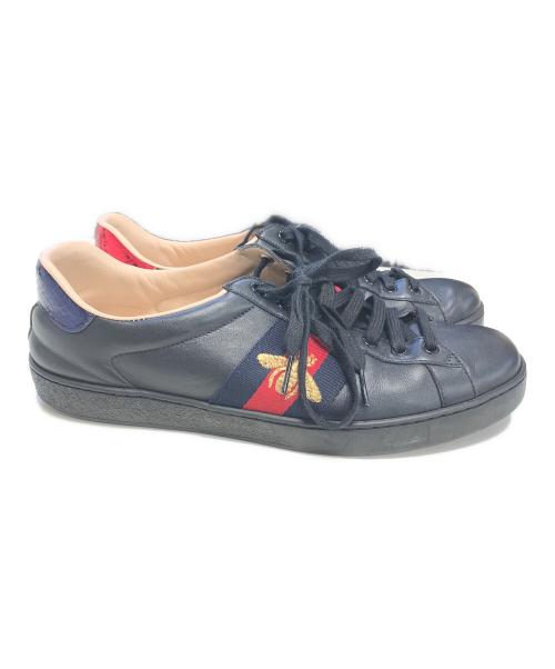 GUCCI（グッチ）GUCCI (グッチ) エースビーローカットスニーカー ブラック サイズ:9½の古着・服飾アイテム