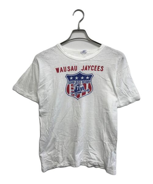 velva sheen（ベルバシーン）velva sheen (ベルバシーン) 2段染込みプリントTシャツ ホワイト サイズ:Lの古着・服飾アイテム