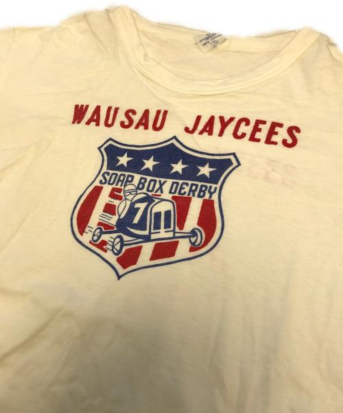 velva sheen（ベルバシーン）velva sheen (ベルバシーン) 2段染込みプリントTシャツ ホワイト サイズ:Lの古着・服飾アイテム