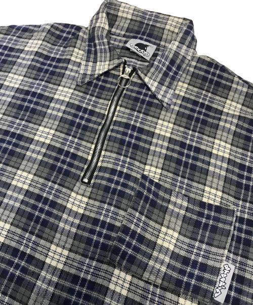 STOOPID（スチューピッド）STOOPID (スチューピッド) ハーフジップチェックシャツ ネイビー サイズ:XLの古着・服飾アイテム