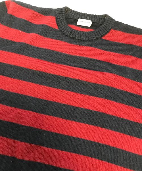 Saint Laurent Paris（サンローランパリ）Saint Laurent Paris (サンローランパリ) ボーダークルーネックニット ネイビー×レッド サイズ:Lの古着・服飾アイテム