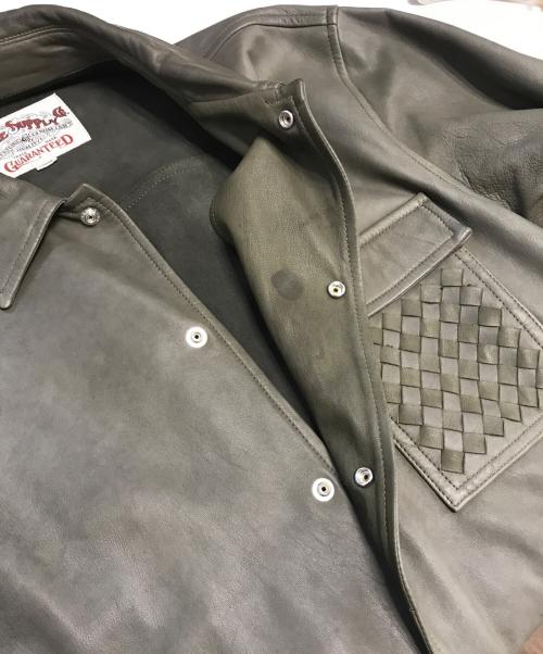 CALEE（キャリー）CALEE (キャリー) レザージャケット グリーン サイズ:Lの古着・服飾アイテム