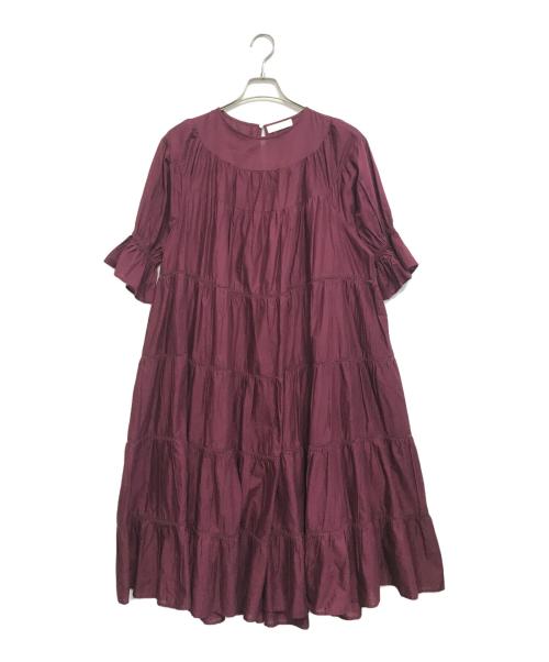 merlette（マーレット）merlette (マーレット) ティアードワンピース ボルドー サイズ:XSの古着・服飾アイテム