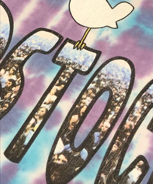 WOODSTOCK（ウッドストック）WOODSTOCK (ウッドストック) ダイダイ染プリントTシャツ ブルー サイズ:XLの古着・服飾アイテム