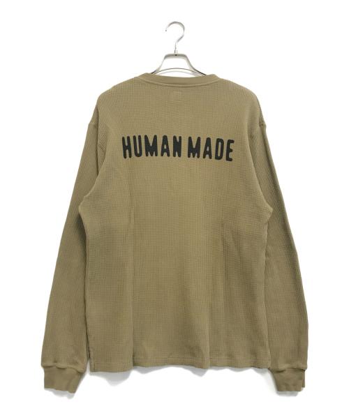 HUMAN MADE（ヒューマンメイド）HUMAN MADE (ヒューマンメイド) HENLEY NECK L/S T-SHIRT オリーブ サイズ:XLの古着・服飾アイテム