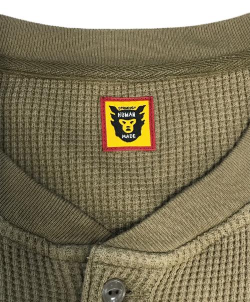 HUMAN MADE（ヒューマンメイド）HUMAN MADE (ヒューマンメイド) HENLEY NECK L/S T-SHIRT オリーブ サイズ:XLの古着・服飾アイテム