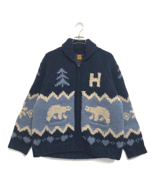 HUMAN MADE（ヒューマンメイド）HUMAN MADE (ヒューマンメイド) ポーラベアカウチンニットカーディガン ネイビー サイズ:XLの古着・服飾アイテム