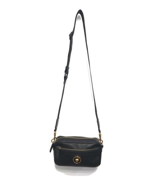 VERSACE（ヴェルサーチェ）VERSACE (ヴェルサーチェ) レザーショルダーバッグ ブラックの古着・服飾アイテム