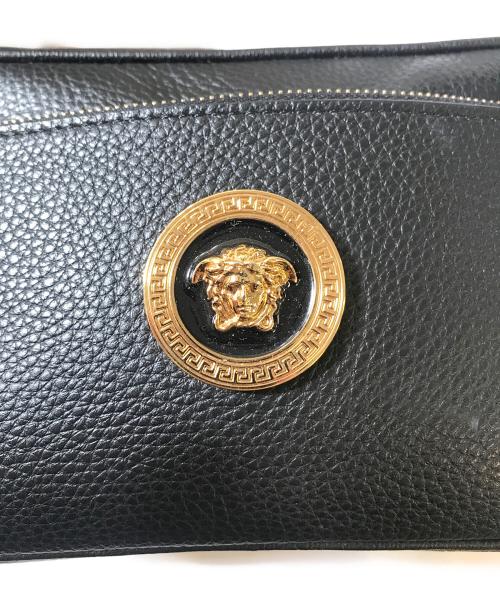 VERSACE（ヴェルサーチェ）VERSACE (ヴェルサーチェ) レザーショルダーバッグ ブラックの古着・服飾アイテム