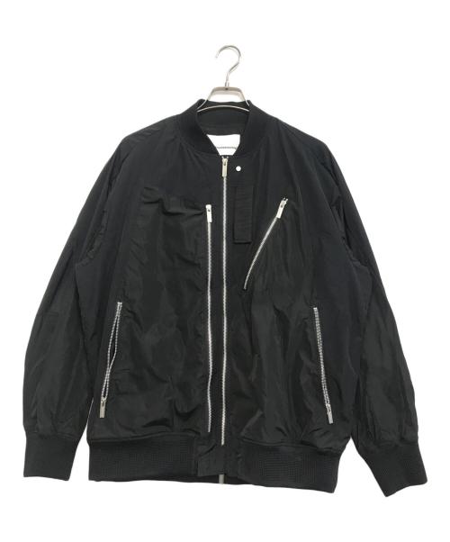 WHITE MOUNTAINEERING（ホワイトマウンテ二アニング）WHITE MOUNTAINEERING (ホワイトマウンテ二アニング) ASYMMETRY FLIGHT JACKET ブラック サイズ:SIZE 3の古着・服飾アイテム