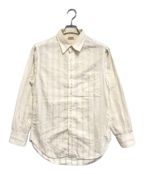 ATLAST & CO（アットラスト）ATLAST & CO (アットラスト) マチ付シャツ ベージュ サイズ:14 1/2の古着・服飾アイテム