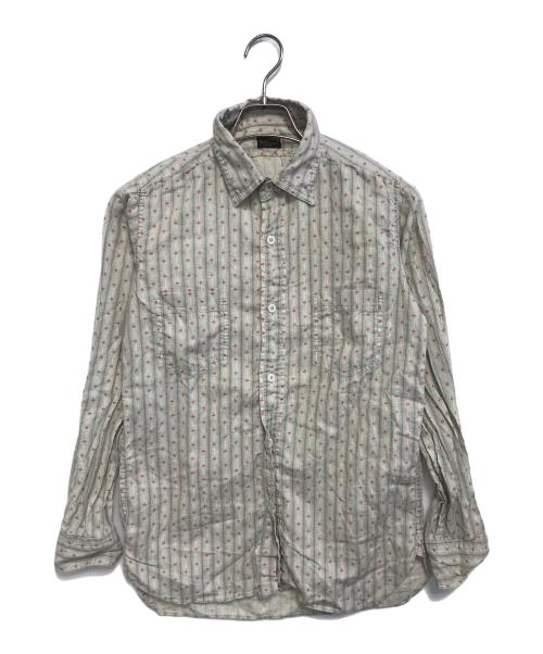ATLAST & CO（アットラスト）ATLAST & CO (アットラスト) 総柄ストライプシャツ オリーブ サイズ:14の古着・服飾アイテム