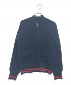 BUTCHER PRODUCTSブッチャープロダクツ）の古着「スポーツニットジャケット」｜ネイビー