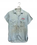 BIG SMITHビッグスミス）の古着「半袖マチ付きシャンブレーシャツ」｜ブルー