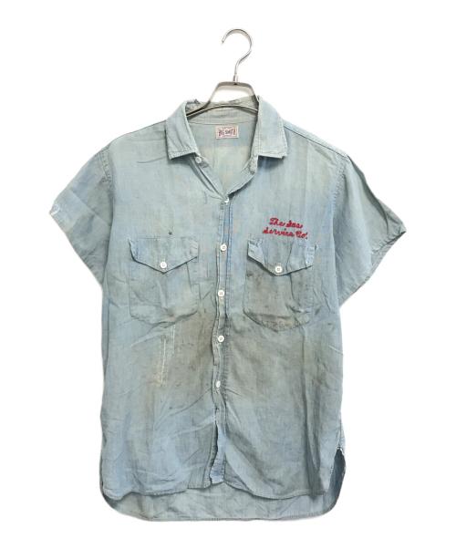 BIG SMITH（ビッグスミス）BIG SMITH (ビッグスミス) 半袖マチ付きシャンブレーシャツ ブルー サイズ:表記なしの古着・服飾アイテム