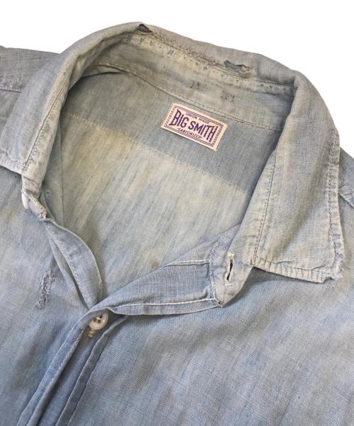 BIG SMITH（ビッグスミス）BIG SMITH (ビッグスミス) 半袖マチ付きシャンブレーシャツ ブルー サイズ:表記なしの古着・服飾アイテム