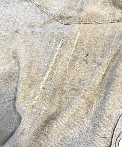 BIG SMITH（ビッグスミス）BIG SMITH (ビッグスミス) 半袖マチ付きシャンブレーシャツ ブルー サイズ:表記なしの古着・服飾アイテム