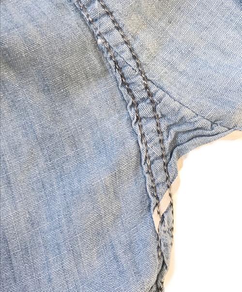 BIG SMITH（ビッグスミス）BIG SMITH (ビッグスミス) 半袖マチ付きシャンブレーシャツ ブルー サイズ:表記なしの古着・服飾アイテム