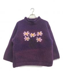 macmahon knitting（マクマホン ニッティングミルズ）の古着「ロールネックフラワーニット」｜パープル