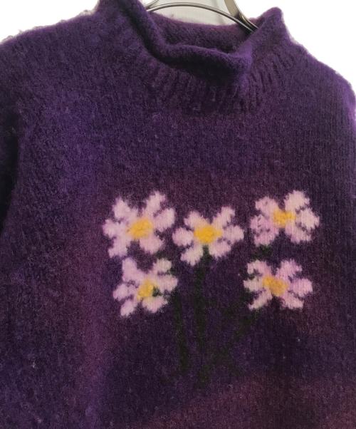 macmahon knitting（マクマホン ニッティングミルズ）macmahon knitting (マクマホン ニッティングミルズ) ロールネックフラワーニット パープル サイズ:表記なしの古着・服飾アイテム