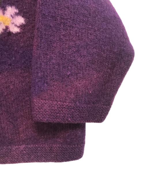 macmahon knitting（マクマホン ニッティングミルズ）macmahon knitting (マクマホン ニッティングミルズ) ロールネックフラワーニット パープル サイズ:表記なしの古着・服飾アイテム