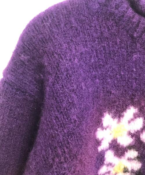 macmahon knitting（マクマホン ニッティングミルズ）macmahon knitting (マクマホン ニッティングミルズ) ロールネックフラワーニット パープル サイズ:表記なしの古着・服飾アイテム