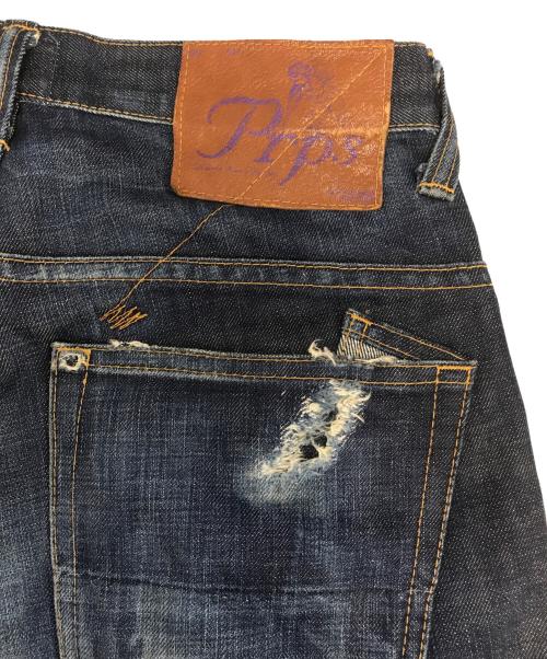 PRPS（ピーアルピーエス）PRPS (ピーアルピーエス) ダメージデニムパンツ インディゴ サイズ:28の古着・服飾アイテム