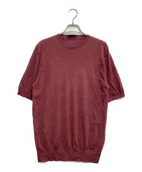 PRADA（プラダ）PRADA (プラダ) 半袖ウールニット レッド サイズ:SIZE 46の古着・服飾アイテム