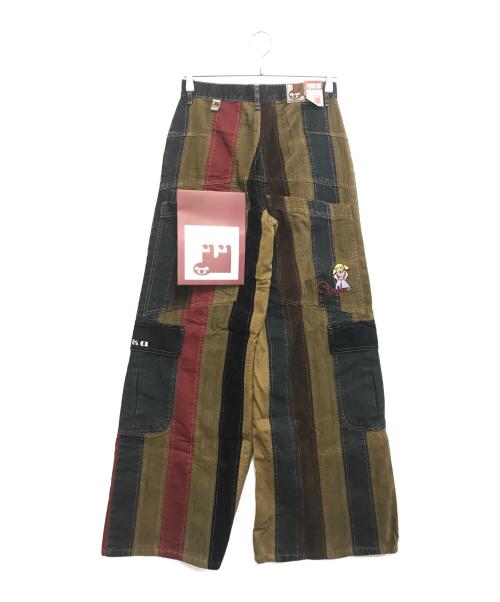 stuka（ストゥーカ）stuka (ストゥーカ) ストライプ切替バギーパンツ ブラウン サイズ:W30 未使用品の古着・服飾アイテム