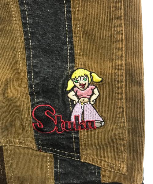 stuka（ストゥーカ）stuka (ストゥーカ) ストライプ切替バギーパンツ ブラウン サイズ:W30 未使用品の古着・服飾アイテム