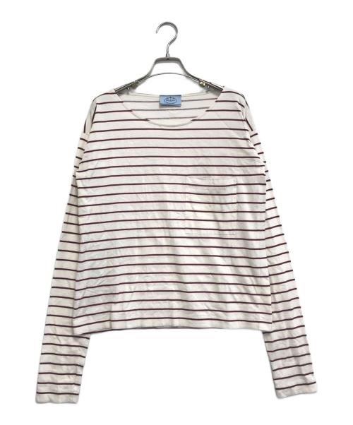 PRADA（プラダ）PRADA (プラダ) ボーダーカットソー レッド サイズ:XSの古着・服飾アイテム