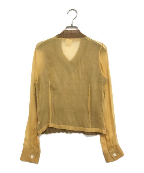 DRIES VAN NOTEN（ドリスヴァンノッテン）DRIES VAN NOTEN (ドリスヴァンノッテン) 異素材切替シルクカットソー イエロー サイズ:36の古着・服飾アイテム