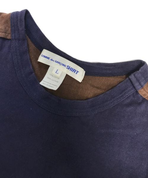 COMME des GARCONS SHIRT（コムデギャルソンシャツ）COMME des GARCONS SHIRT (コムデギャルソンシャツ) 切替tシャツ ネイビー サイズ:Lの古着・服飾アイテム