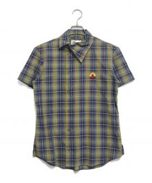 Vivienne Westwood man（ヴィヴィアン ウェストウッド マン）の古着「スカルオーブアシメ半袖シャツ」｜グリーン×パープル