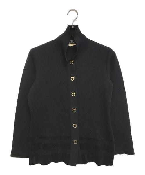 Salvatore Ferragamo（サルヴァトーレ フェラガモ）Salvatore Ferragamo (サルヴァトーレ フェラガモ) ニットカーディガン ブラック サイズ:Ｓの古着・服飾アイテム