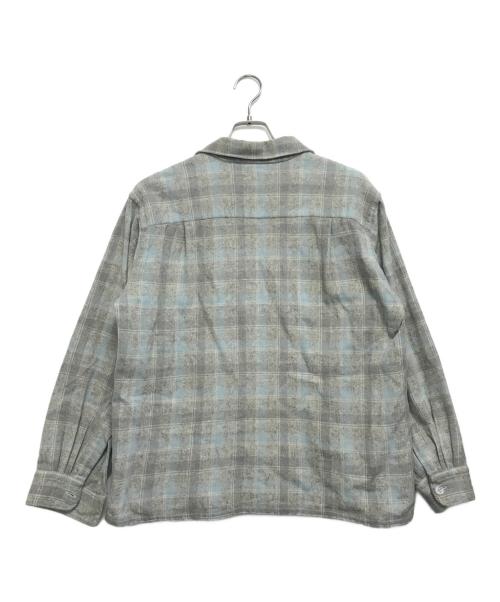 BRENT（ブレント）BRENT (ブレント) 開襟ウールチェックシャツ グレー サイズ:Lの古着・服飾アイテム
